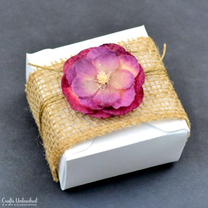 Burlap and Floral Rustic Gift Box