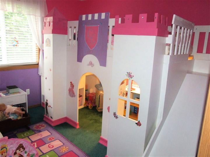 Castle Loft Bed with Stairs and Slide