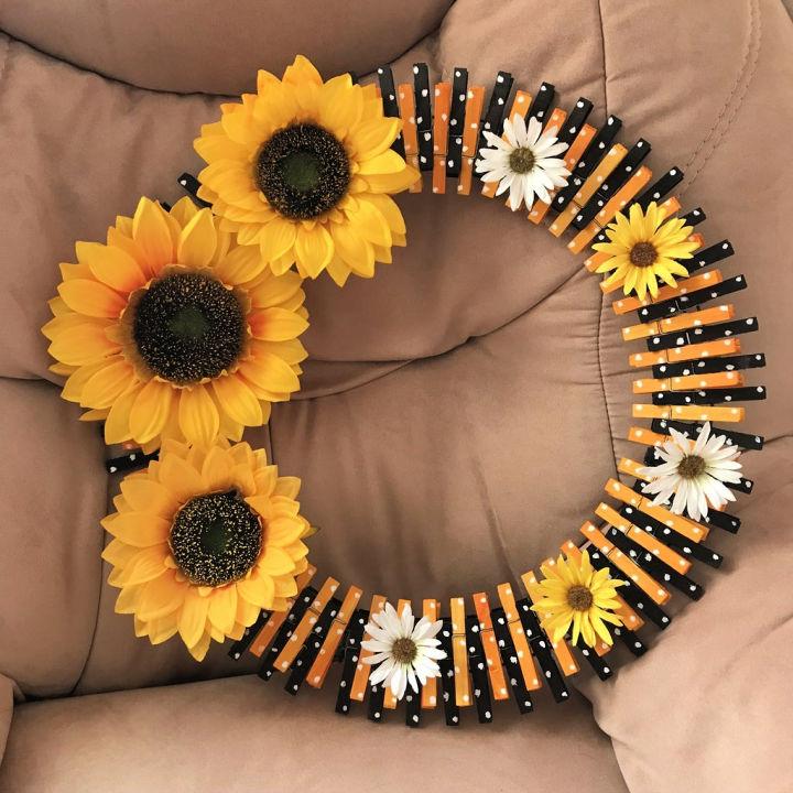 Clothespin Sunflower Wreath