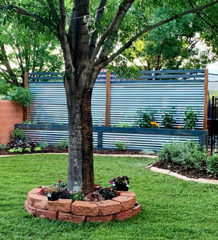 Corrugated Metal Fence with Built in Planter Boxes