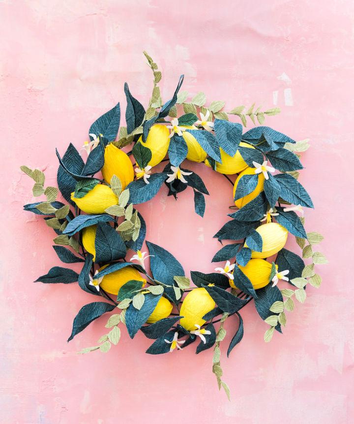 Crepe Paper Lemon Wreath