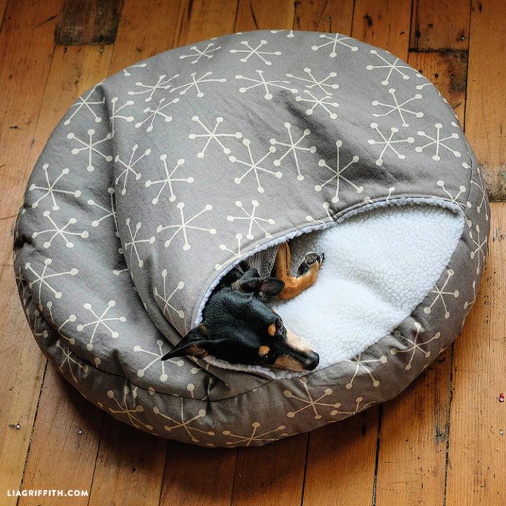 DIY Covered Burrow Dog Bed