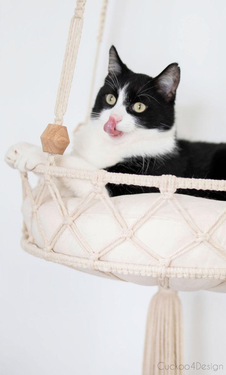 DIY Hanging Macrame Cat Bed