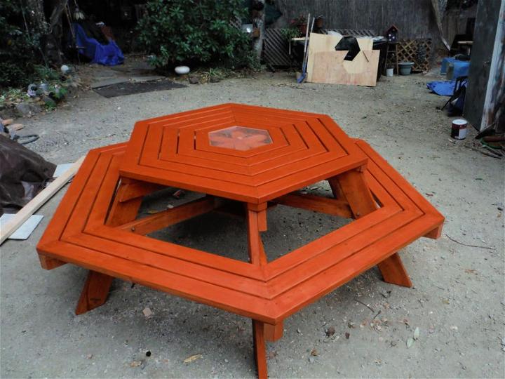 DIY Hexagonal Picnic Table