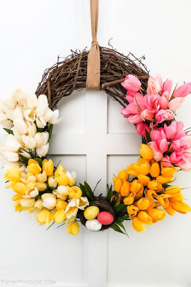 DIY Ombre Tuli Spring Wreath to Sell