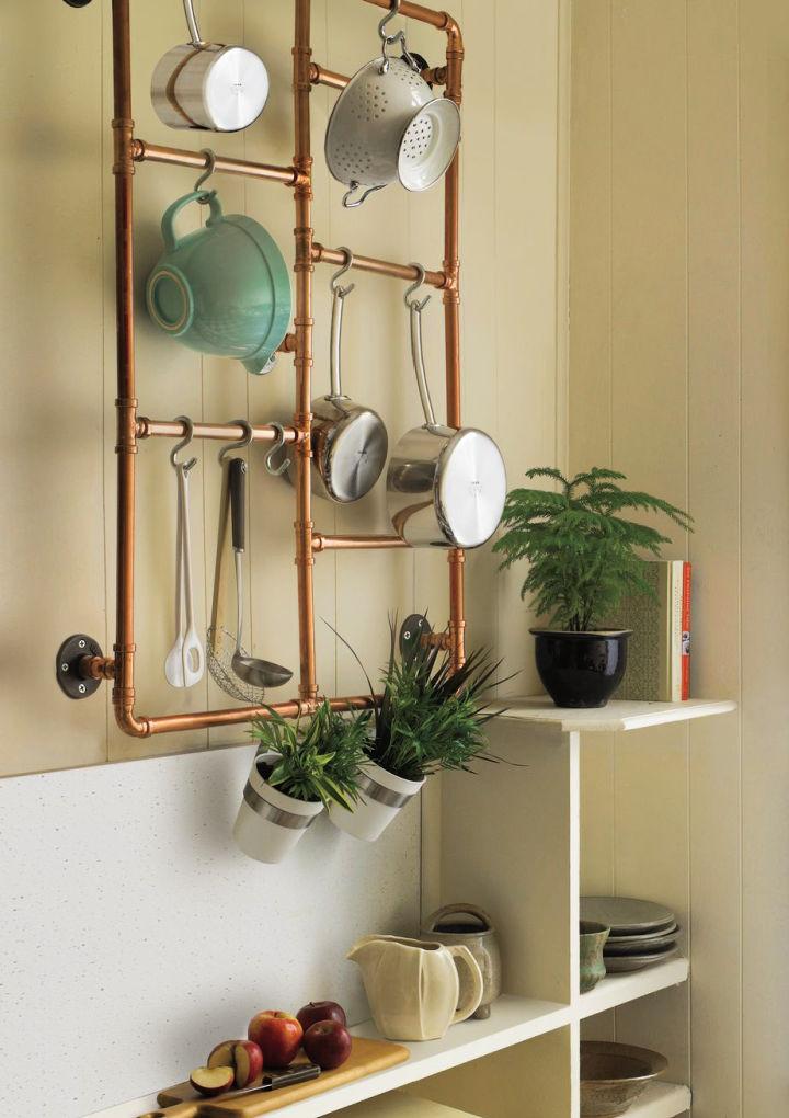 DIY Pot Rack from Copper Pipe