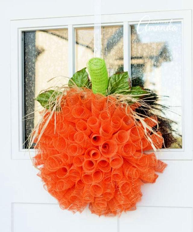 Deco Mesh Pumpkin Wreath