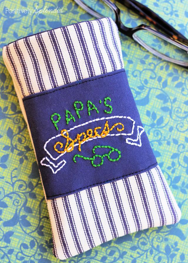 Embroidered Mens Eyeglass Case