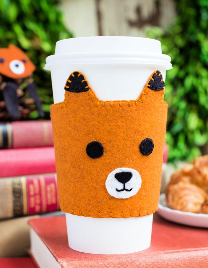 Felt Fox Coffee Sleeves Cool Birthday Gift