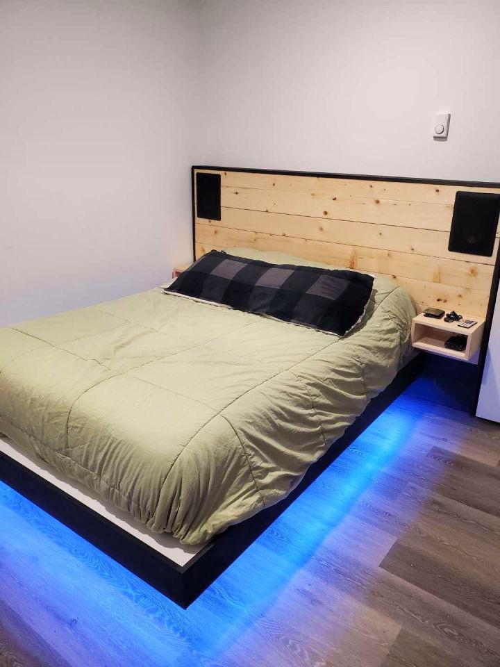 Floating Bed Frame with Built in Surround Sound