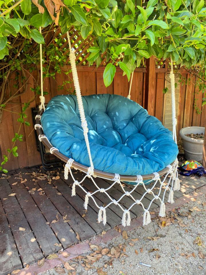 Hanging Papasan Chair from Trampoline Frame