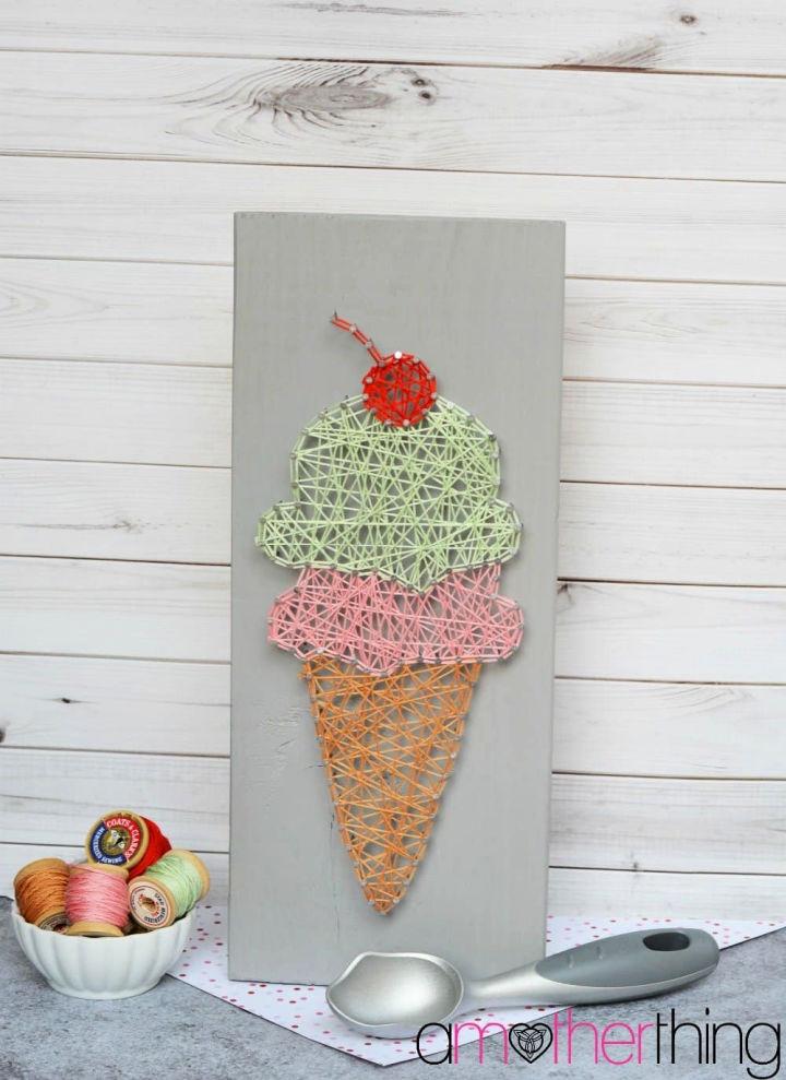 Ice Cream Cone String Art with Template