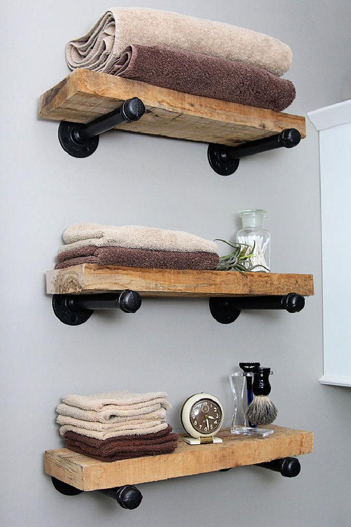 Industrial Pipe Shelves in Bathroom