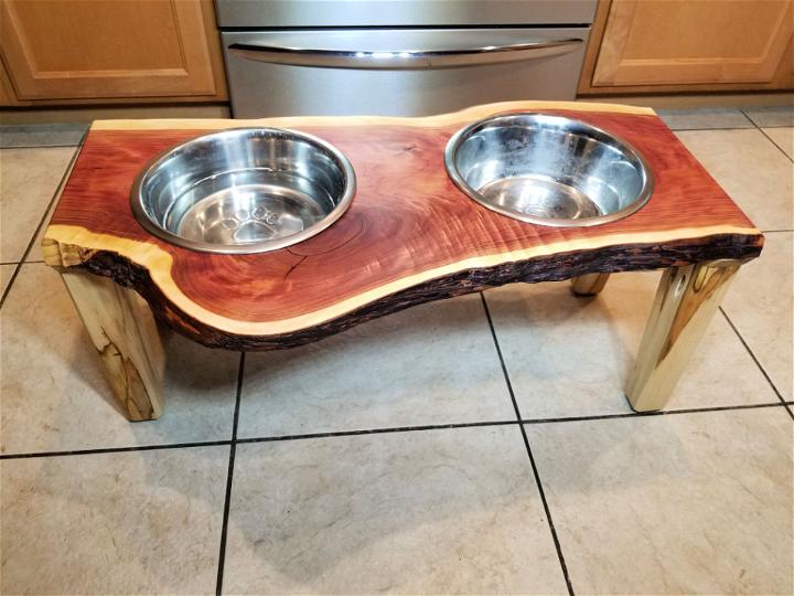 Live Edge Cedar Food and Water Bowl Stand