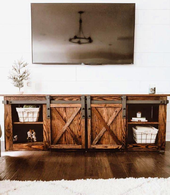 Long TV Stand with Sliding Barn Doors