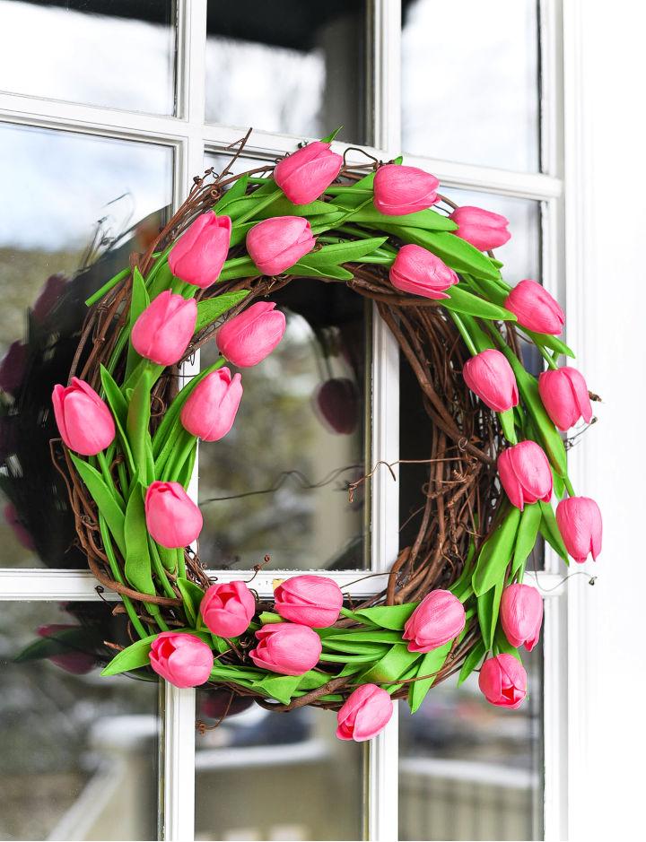 Making Tulip Wreath For Spring