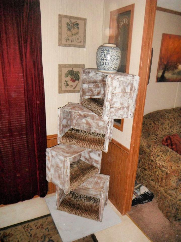 Old Wooden Crates Into Cat Tree