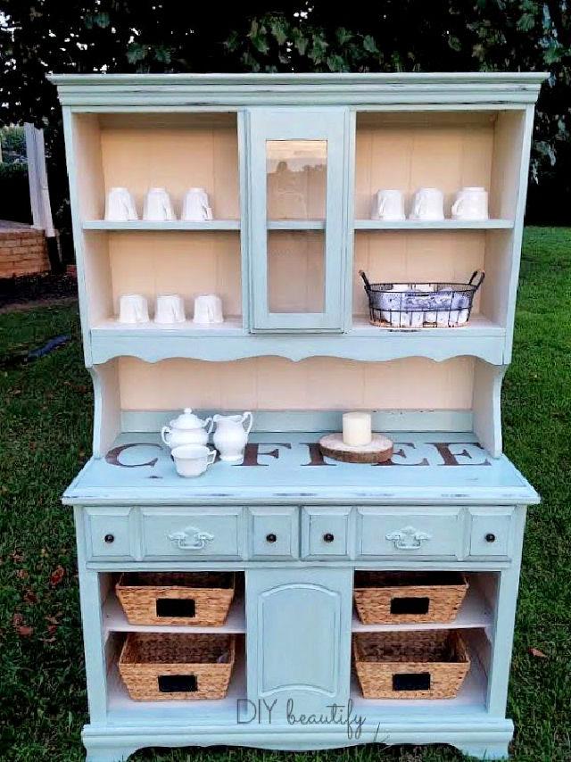 Outdated Hutch to Coffee Bar