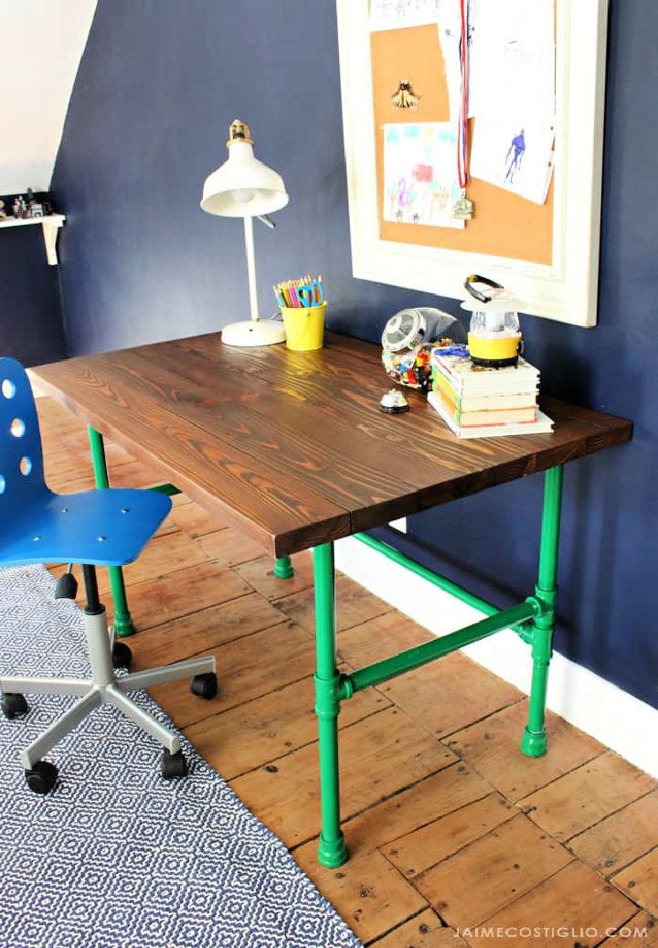 Painted Pipe Base Wood Desk