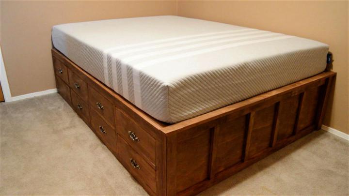 Queen Bed Frame with Drawer Storage