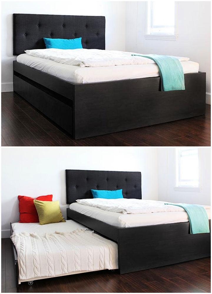 Queen Bed With Twin Trundle Ikea Hack