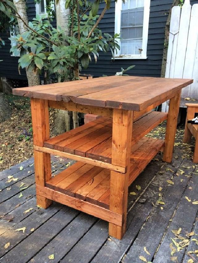 Rustic Kitchen Island from 2x4s