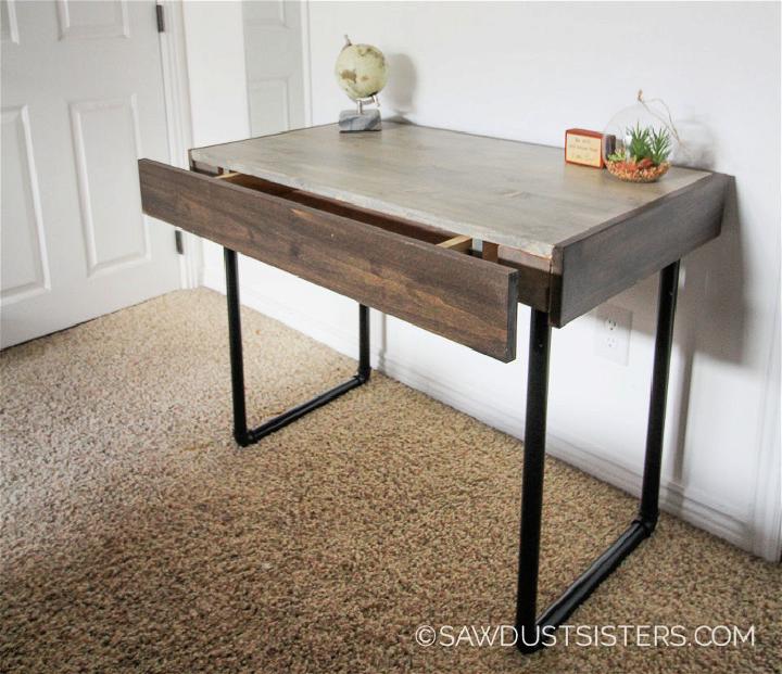 Small Computer Desk with Pipe Legs 1