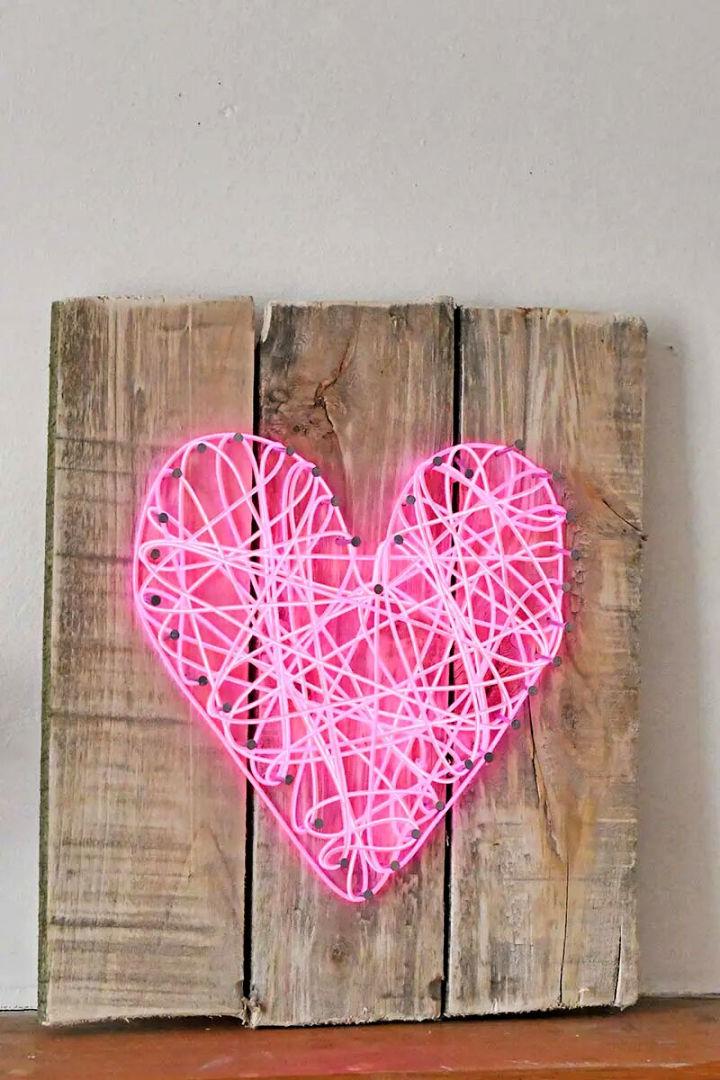 String Art Neon Heart Sign