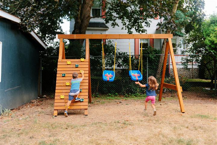 Swing Set with Climbing Wall