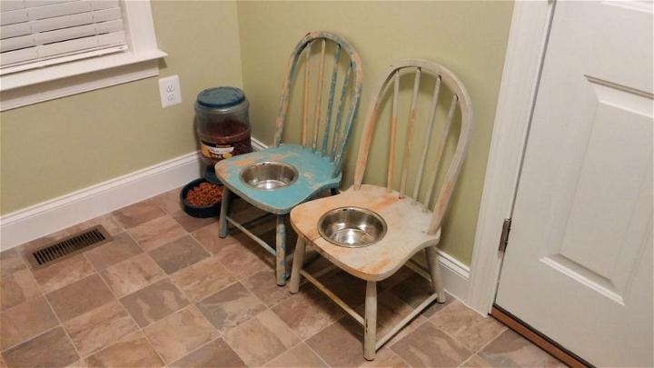 Turn Old Chairs Into Dog Bowl Stands