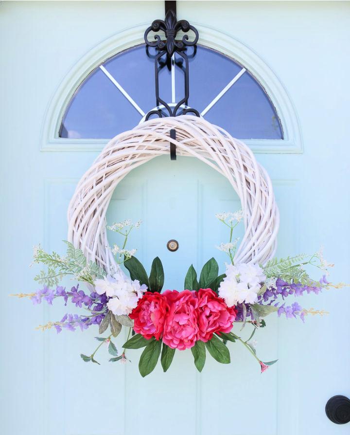 White Wicker Spring Wreath