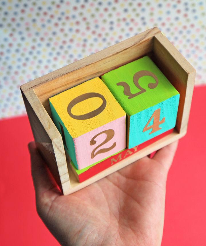 Wood Block Perpetual Calendar Teacher Gift Idea