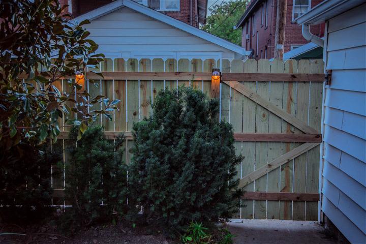 Wooden Privacy Fence with Accent Lighting
