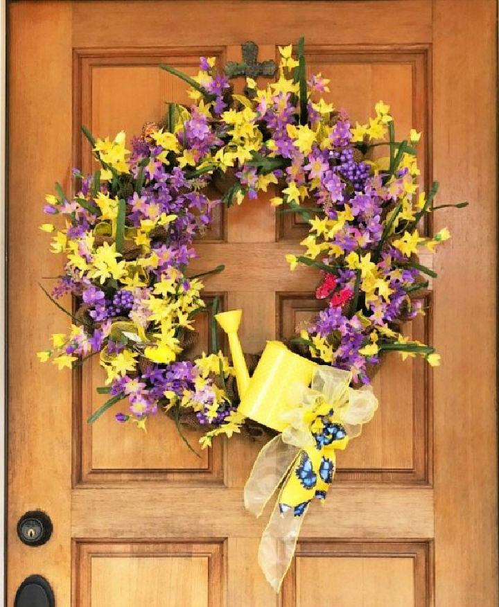 Yellow and Purple Floral Summer Wreath
