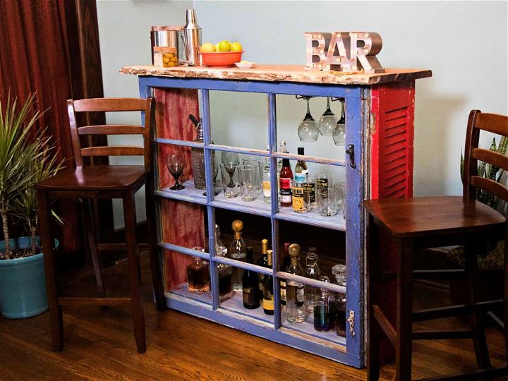 Bar from an Upcycled Window
