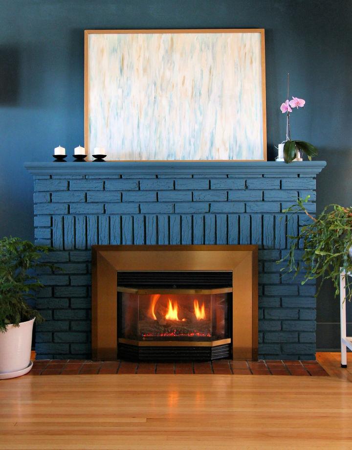 Blue Fireplace Makeover With Chalk Paint