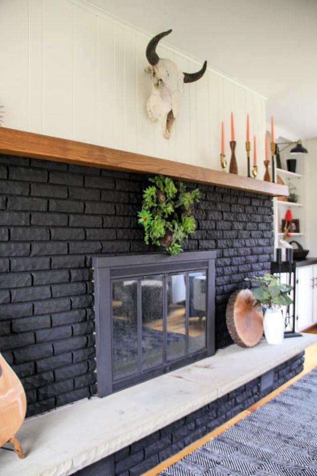 Bold Black Painted Fireplace