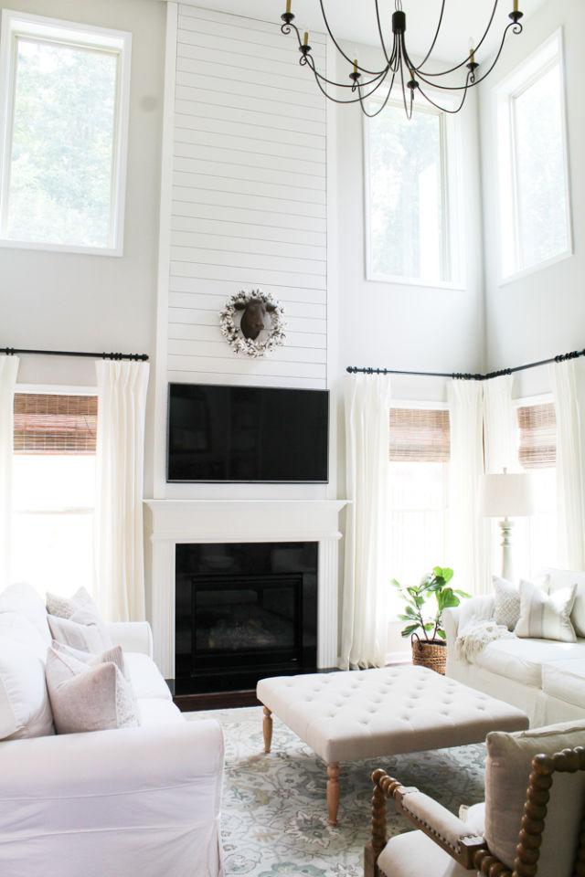 Classic Dramatic Tall White Fireplace