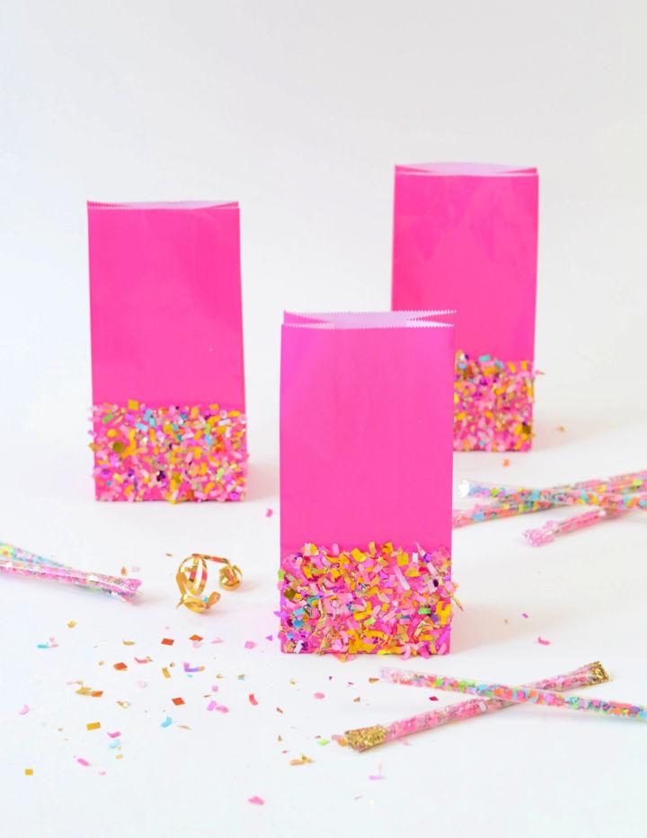 Colorful Goodie Bags Using Confetti