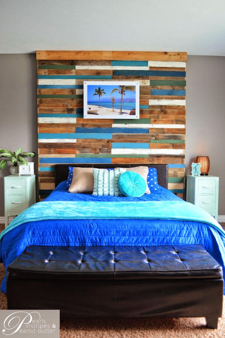 Colorful and Rustic Plank Headboard