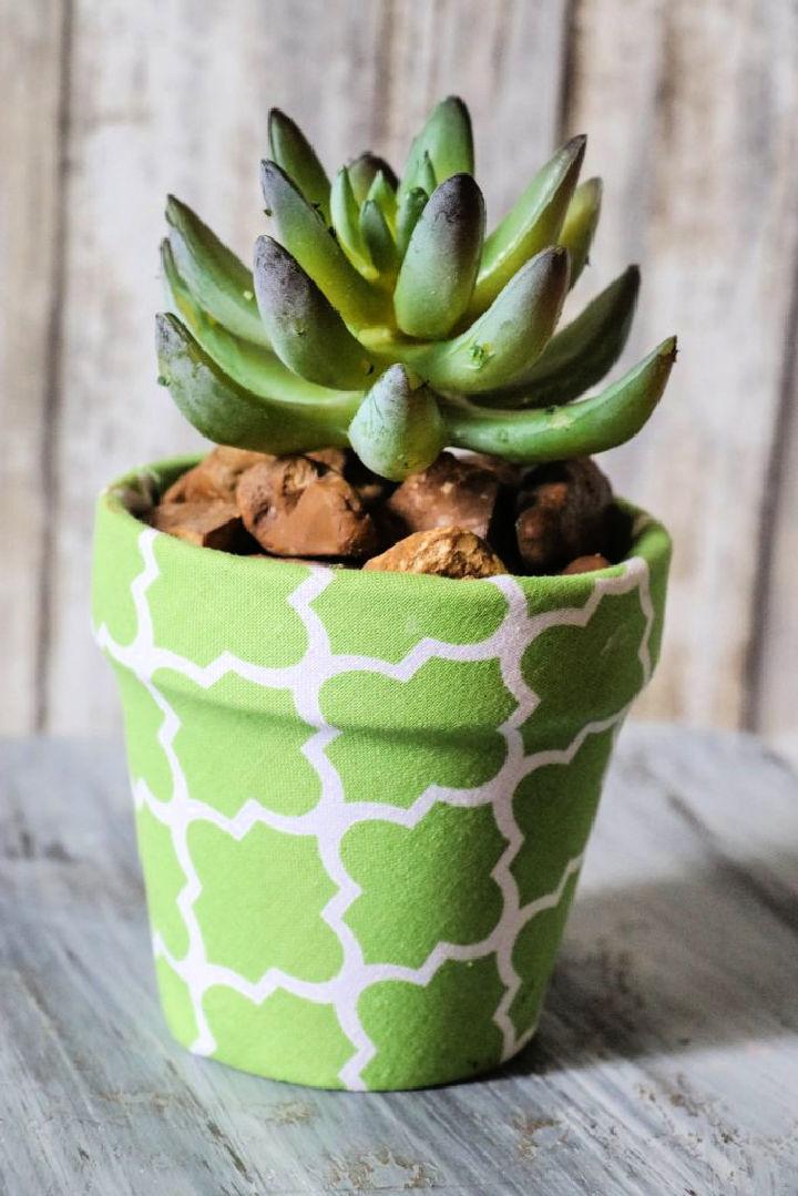 DIY Fabric Covered Flower Pot