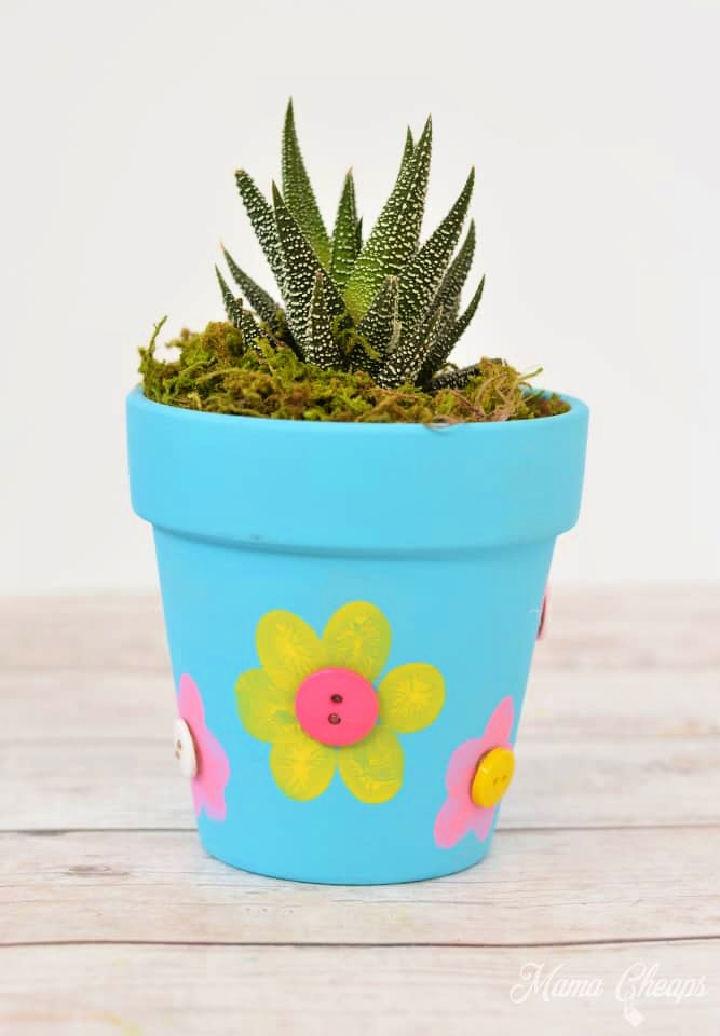 DIY Fingerprint Flowerpot for Kids