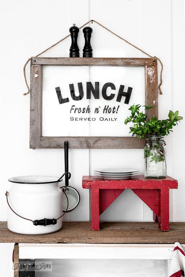DIY Lunch Sign on an Old Window