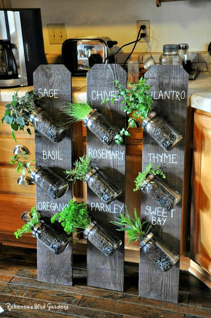 DIY Mason Jar Vertical Herb Garden
