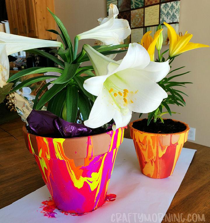 DIY Paint Drip Flower Pots
