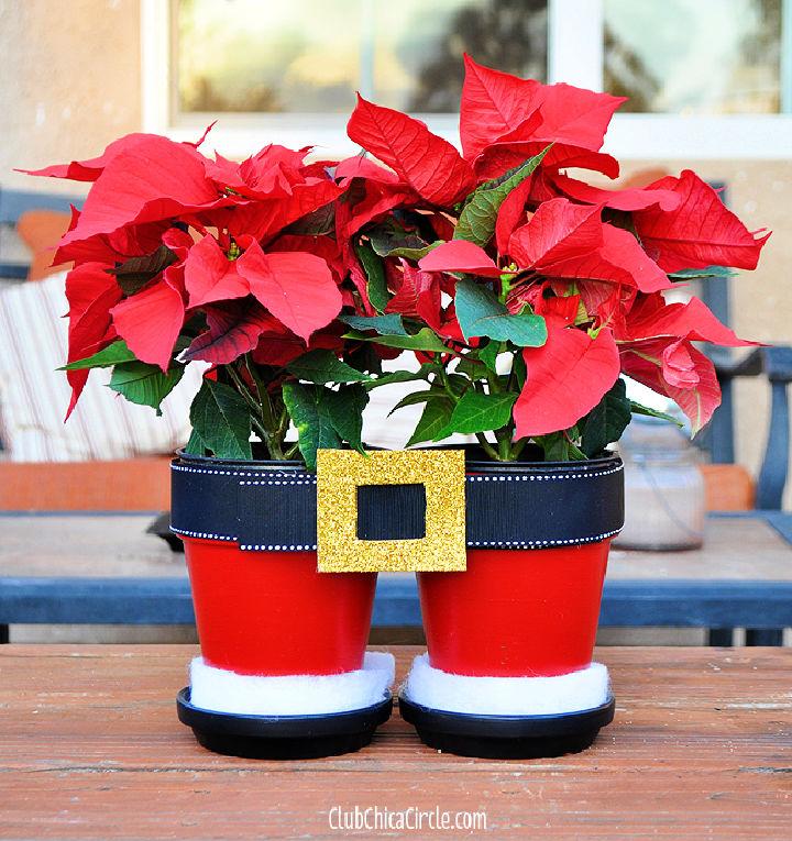DIY Red Santa Pants Flower Pots