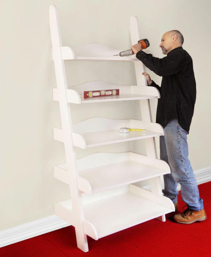 DIY White Ladder Shelf