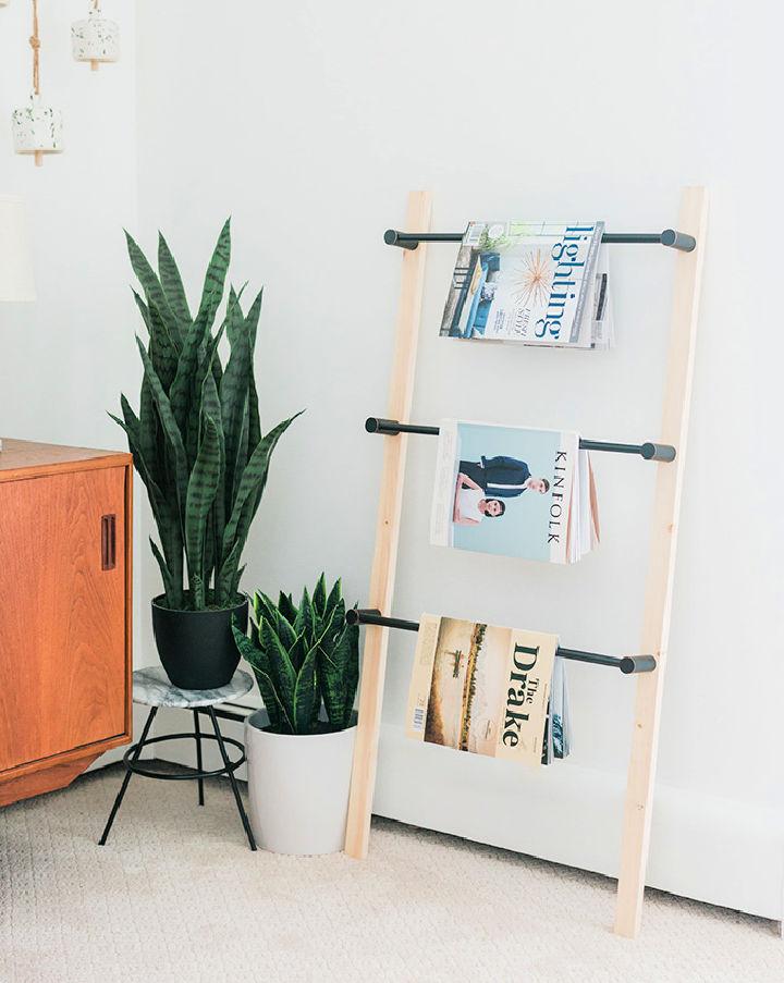 DIY Wood and Metal Ladder Shelf