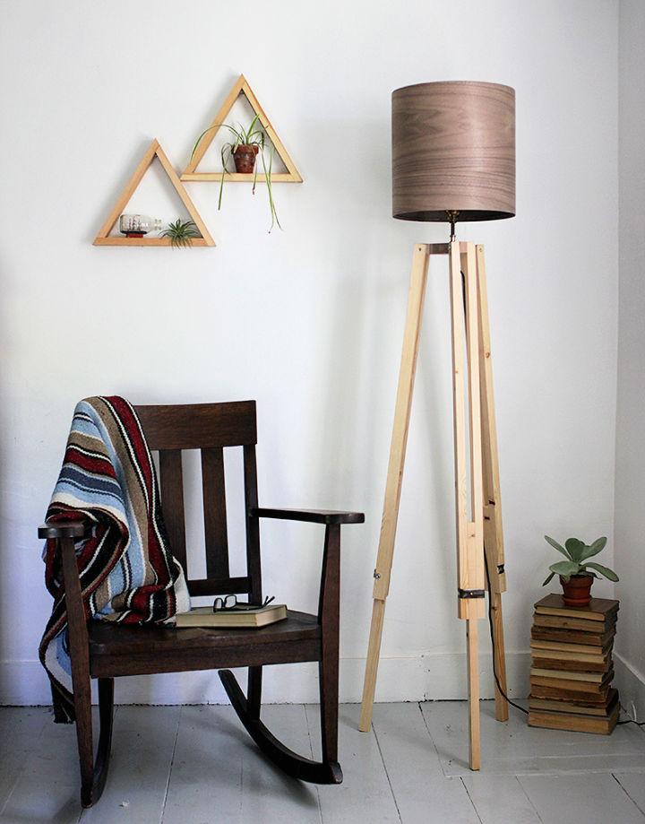 DIY Wooden Tripod Floor Lamp