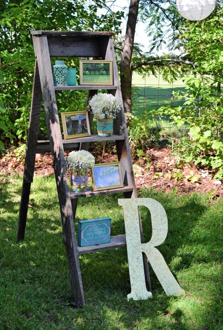 Decorative Vintage Wood Ladder Shelf